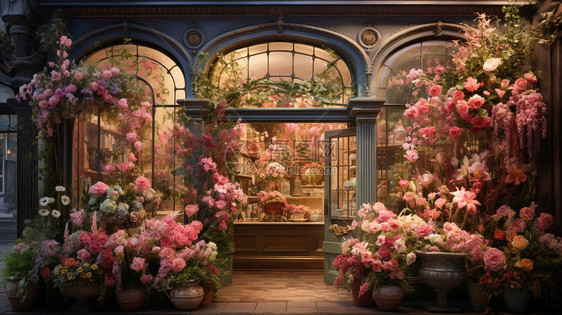 充满鲜花的奇妙花店图片