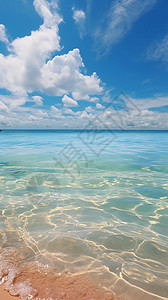 清澈水清澈的夏日沙滩背景