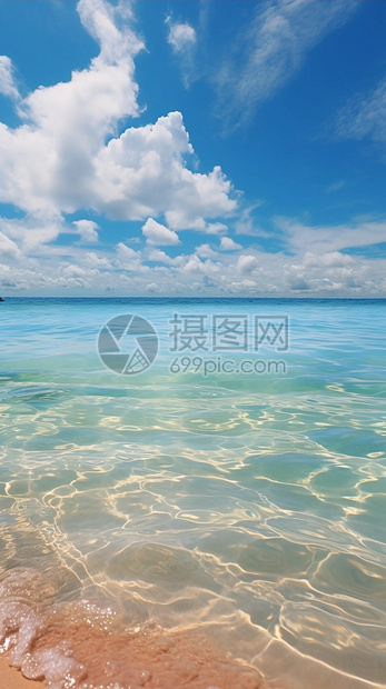 清澈的夏日沙滩图片