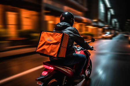 骑摩托的送餐骑手背景图片
