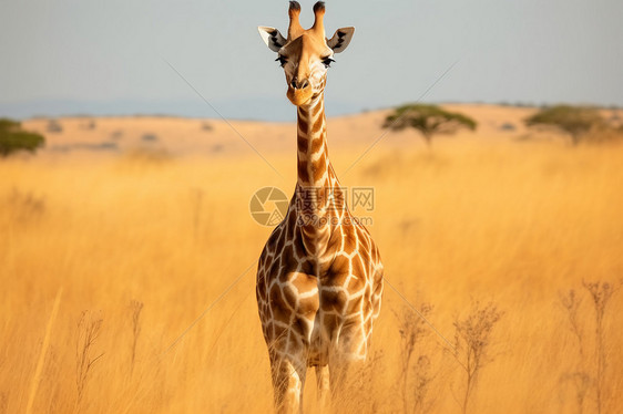 长颈鹿在草原上图片