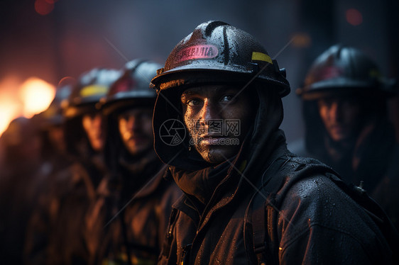 团结合作的消防员图片