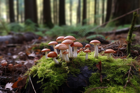 森林中新鲜的蘑菇图片