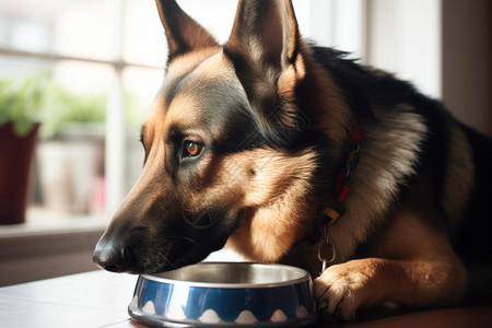 吃饭的德国牧羊犬图片