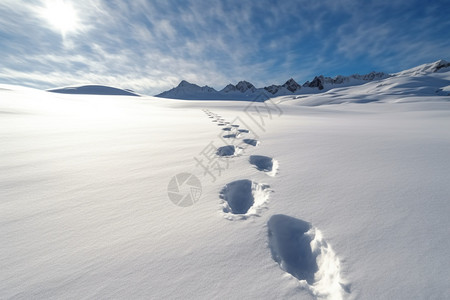 雪山的风景滑雪痕迹高清图片