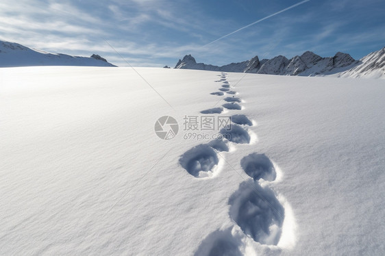 雪地上的足迹图片