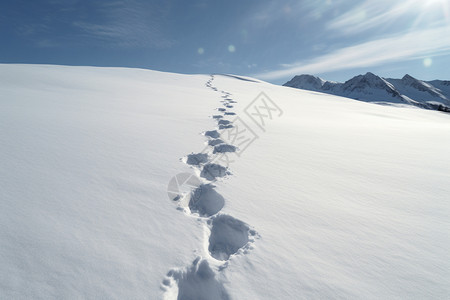 雪地探险雪地足迹高清图片