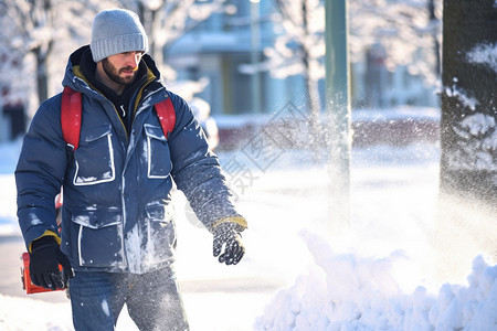 户外雪地中的男人图片