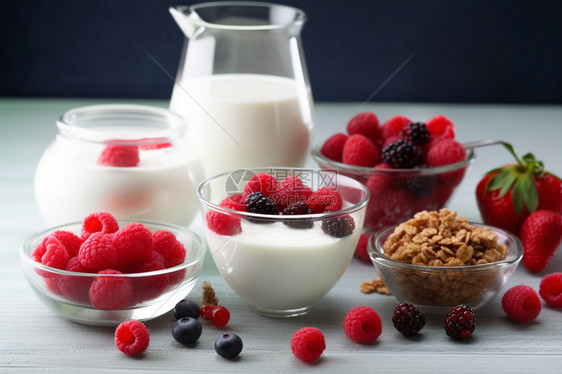 健康的浆果牛奶图片