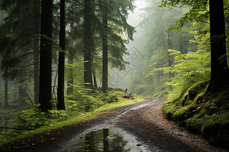 夏天森林中的道路图片