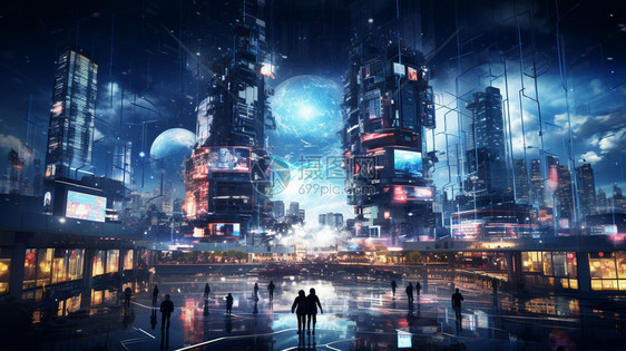 AI科技感城市图片