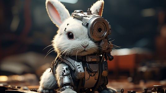 可爱的机械兔子图片