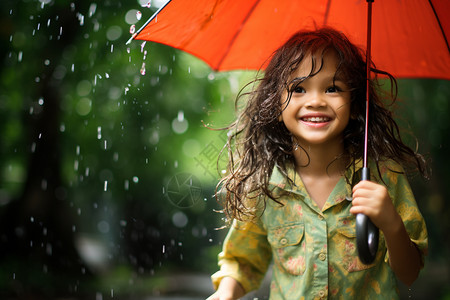 下雨打伞的女孩背景图片