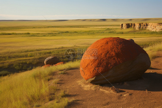 草原上的球形巨石图片