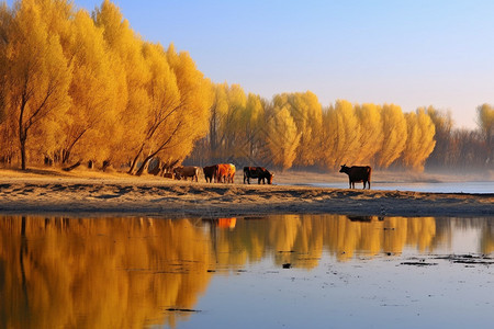 内蒙古的湿地公园背景图片