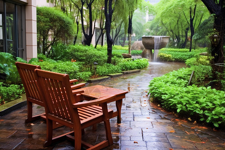 雨后的户外小公园图片