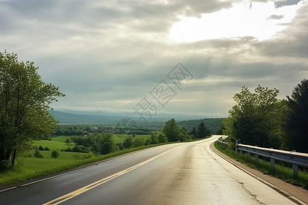 乡村山间的道路图片