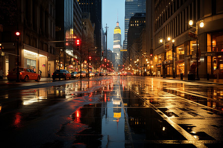 雨夜街景夜晚空旷的街道背景