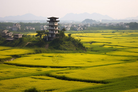 水稻田远景图图片