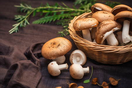 篮筐中的蘑菇图片