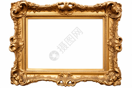 巴洛克风格的金色木框背景图片