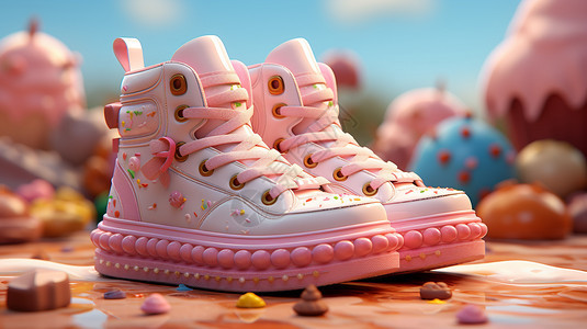粉色的高帮鞋插图图片