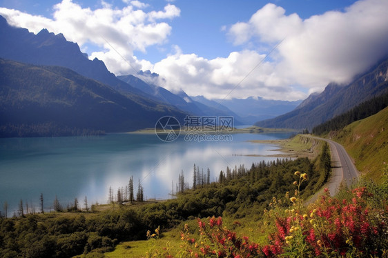 壮观的高原湖泊图片