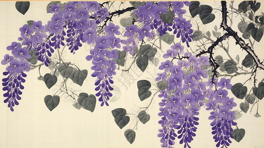 紫色花藤插画背景图片