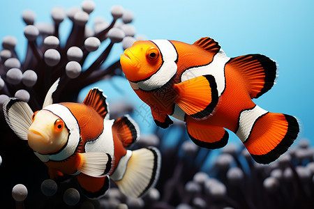 礁石中的小丑鱼图片