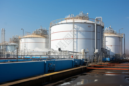 郊区的石油加工厂背景图片