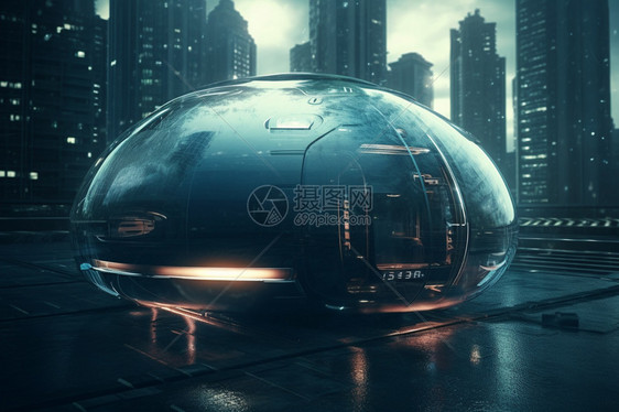 未来城市的悬浮车概念图图片