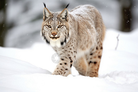 雪地中的豹子图片