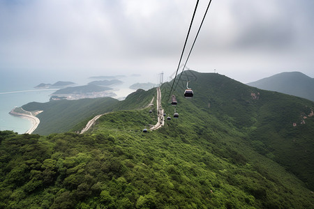 景区中的缆车图片