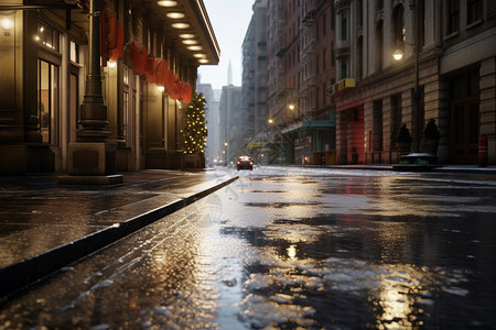 雨后宁静的城市街道图片