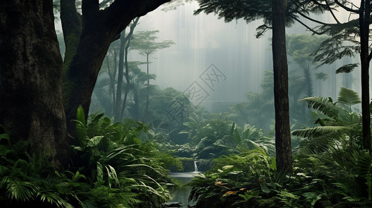 神秘的热带雨林背景图片