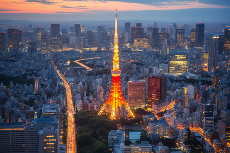 东京建筑城市地标性建筑背景