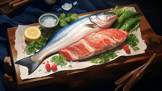 美味的秋刀鱼插图（美食餐饮）图片