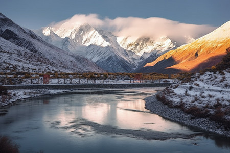 雪山的景观图片