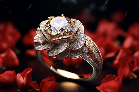花朵形状的钻石戒指图片