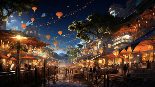 节日庆典的夜市背景图片