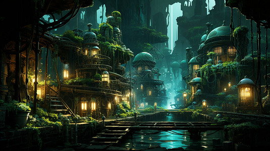 梦幻风格的古堡建筑背景图片