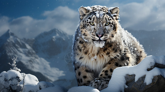 雪地里行走的雪豹图片