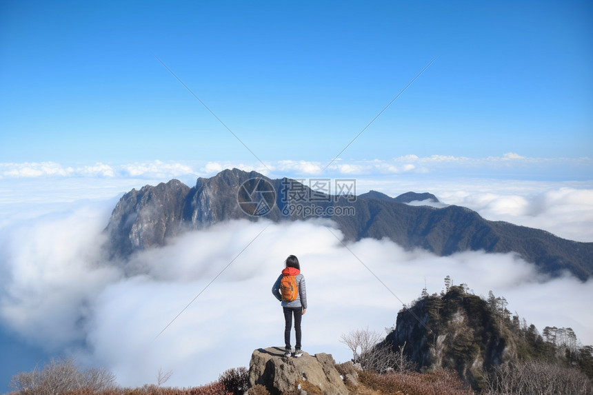 登山背包客背景图片