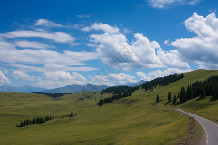 草原公路的风景图片