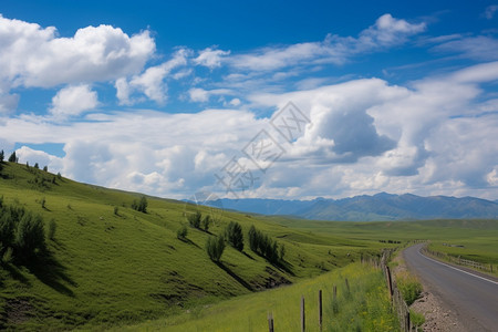 草原公路风景图片