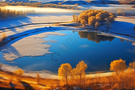 水坝的冰晶图片