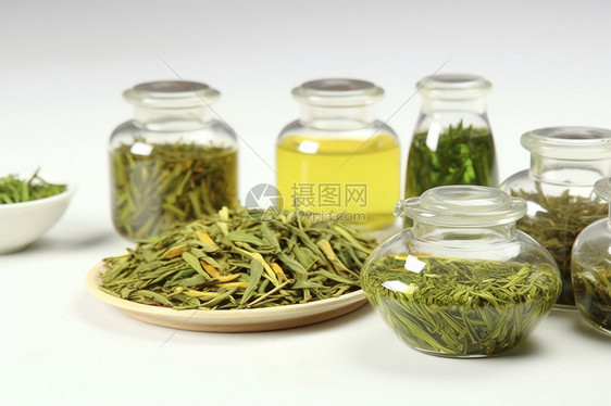 绿茶茶材料图片