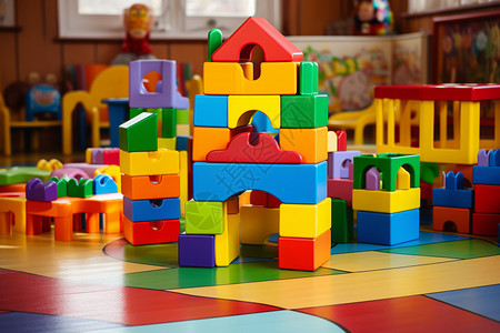 积木城堡幼儿园积木玩具背景