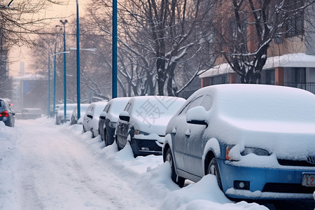 冬季汽车上的白雪图片