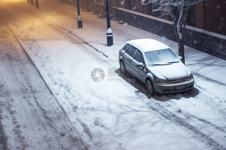 冬天停靠的汽车图片